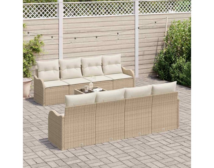 Sonata H Градински Софа Комплект 9 pcs Бежов и кремав 55 x 55 x 37 см