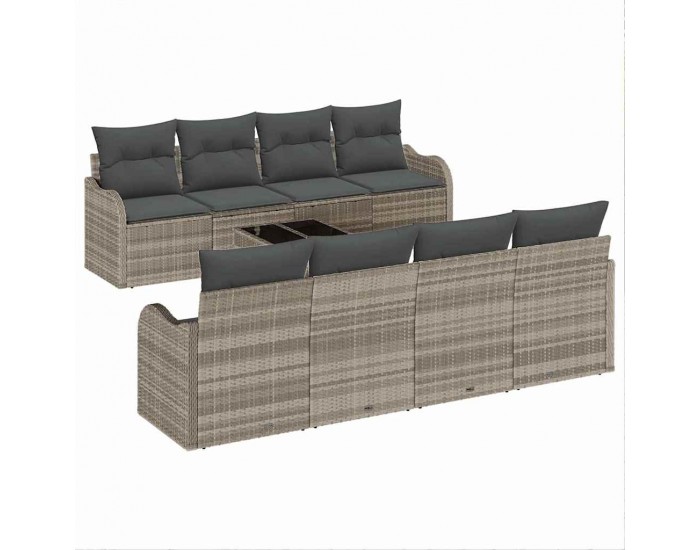 Sonata H Градински Софа Комплект 9 pcs Светло сиво и тъмно сиво