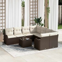 Sonata H Градински Софа Комплект 9 pcs Кафяв и Кремав 55 x 55 x 37 см - Canapele și bănci de grădină