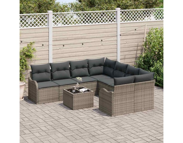 Sonata H Градински Софа Комплект с възглавница 9 pcs Сив 55 x 55 x 37 см