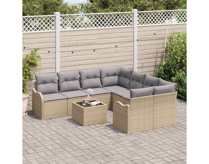 Sonata H Градински Софа Комплект 9 pcs Бежово и сиво 55 x 55 x 37 см
