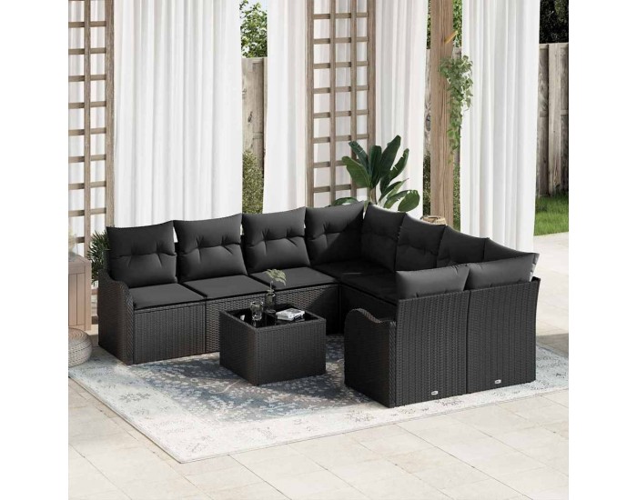 Sonata H Градински Софа Комплект 9 pcs Черно 55 x 55 x 37 см