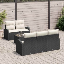 Sonata H Градински Софа Комплект 6 pcs Черен и кремав 55 x 55 x 37 см - Canapele și bănci de grădină