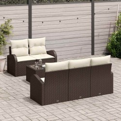 Sonata H Градински Софа Комплект 6 pcs Кафяв и Кремав 55 x 55 x 37 см - Canapele și bănci de grădină
