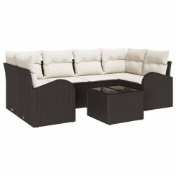 Sonata H Градински Софа Комплект 7 pcs Кафяв и Кремав 55 x 55 x 37 см - Canapele și bănci de grădină