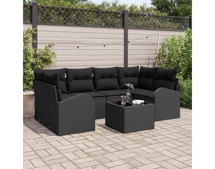 Sonata H Градински Софа Комплект 7 pcs Черно 55 x 55 x 37 см