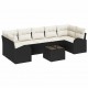 Sonata H Градински Софа Комплект 8 pcs Черен и кремав 55 x 55 x 37 см