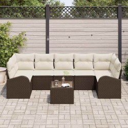 Sonata H Градински Софа Комплект 8 pcs Кафяв и Кремав 55 x 55 x 37 см - Canapele și bănci de grădină