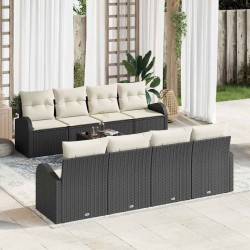 Sonata H Градински Софа Комплект 9 pcs Черен и кремав 55 x 55 x 37 см - Canapele și bănci de grădină