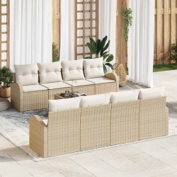 Sonata H Градински Софа Комплект 9 pcs Бежов и кремав 55 x 55 x 37 см - Canapele și bănci de grădină