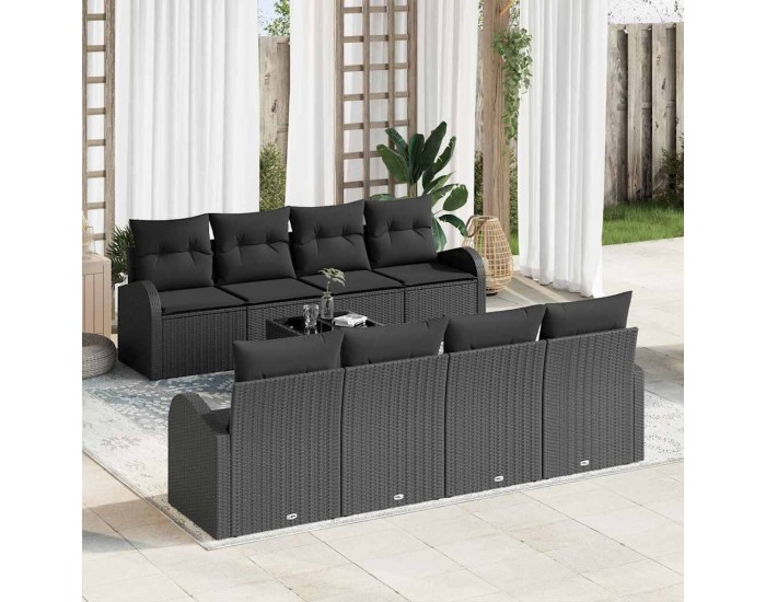 Sonata H Градински Софа Комплект 9 pcs Черно 55 x 55 x 37 см