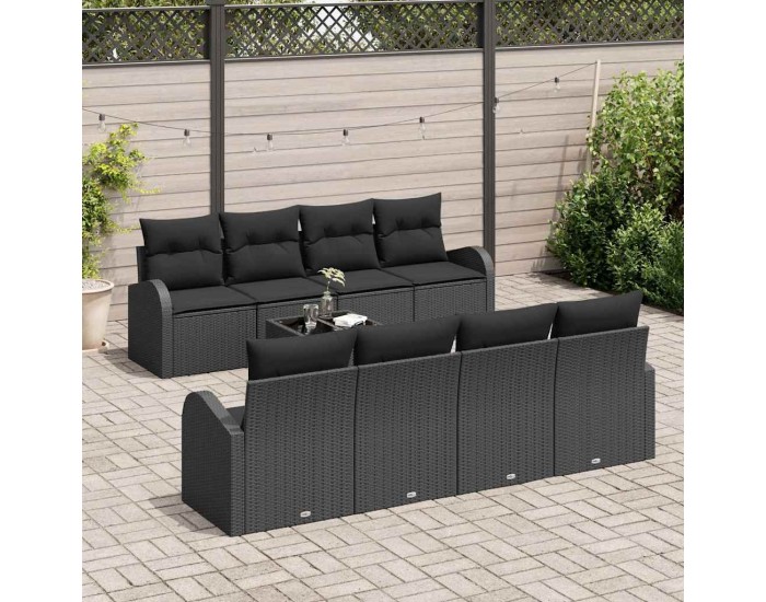 Sonata H Градински Софа Комплект 9 pcs Черно 55 x 55 x 37 см