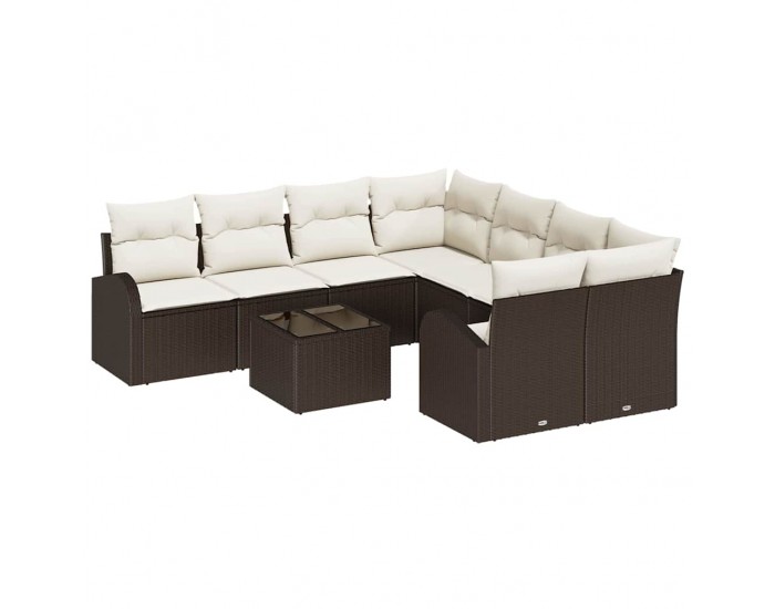 Sonata H Градински Софа Комплект 9 pcs Кафяв и Кремав 55 x 55 x 37 см