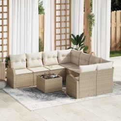 Sonata H Градински Софа Комплект 9 pcs Бежов и кремав 55 x 55 x 37 см - Canapele și bănci de grădină