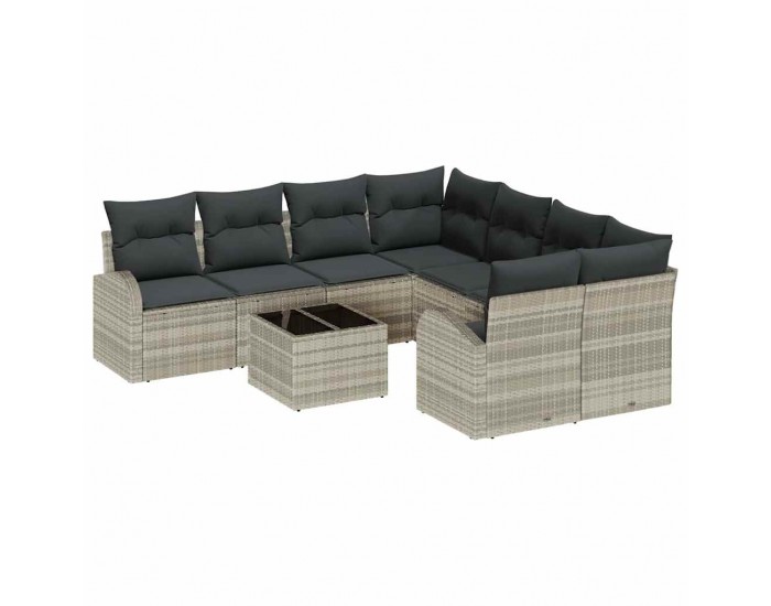 Sonata H Градински Софа Комплект 9 pcs Светло сиво и тъмно сиво