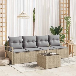 Sonata H Градински Софа Комплект 5 pcs Бежово и сиво 55 x 55 x 37 см - Canapele și bănci de grădină