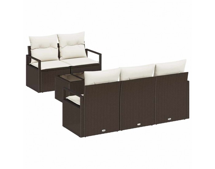 Sonata H Градински Софа Комплект 6 pcs Кафяв и Кремав 55 x 55 x 37 см
