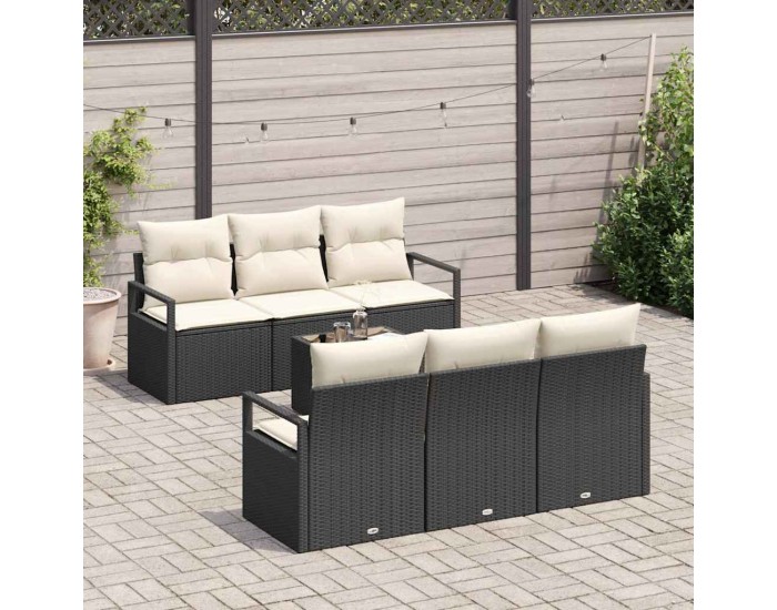 Sonata H Градински Софа Комплект 7 pcs Черен и кремав 55 x 55 x 37 см