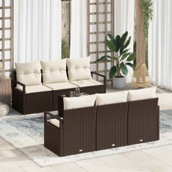 Sonata H Градински Софа Комплект 7 pcs Кафяв и Кремав 55 x 55 x 37 см - Canapele și bănci de grădină