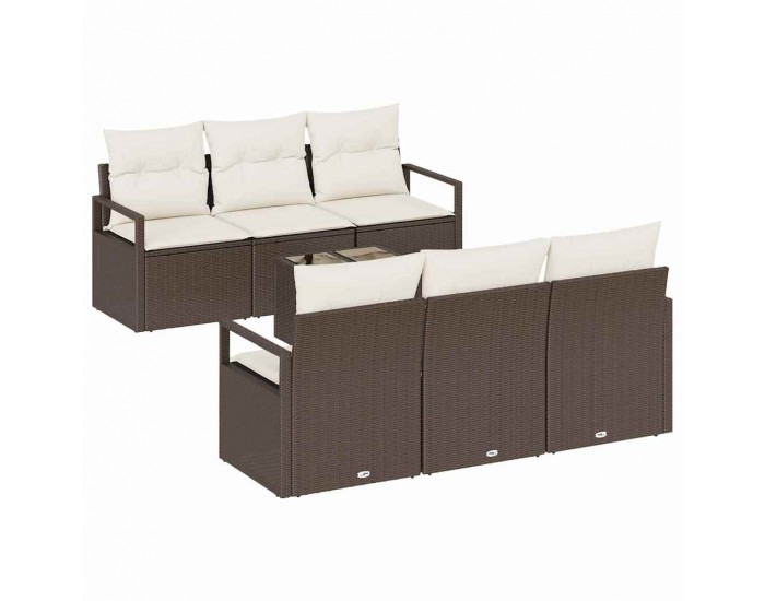 Sonata H Градински Софа Комплект 7 pcs Кафяв и Кремав 55 x 55 x 37 см