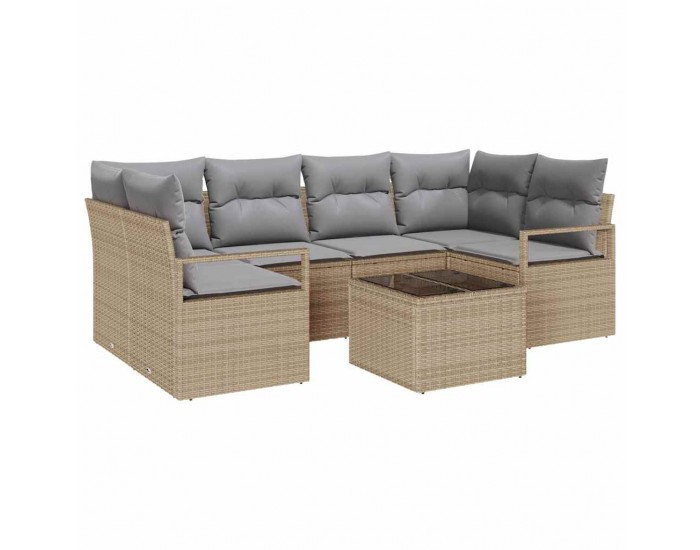 Sonata H Градински Софа Комплект 7 pcs Бежово и сиво 55 x 55 x 37 см