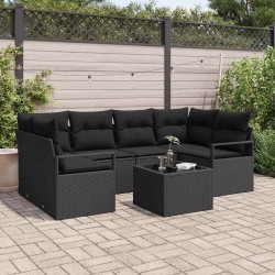 Sonata H Градински Софа Комплект 7 pcs Черно 55 x 55 x 37 см - Canapele și bănci de grădină