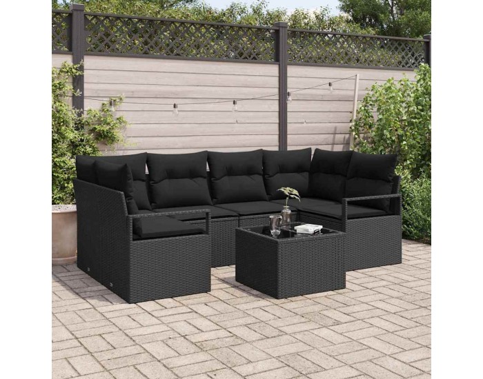 Sonata H Градински Софа Комплект 7 pcs Черно 55 x 55 x 37 см