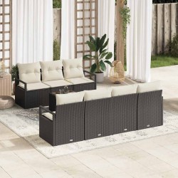 Sonata H Градински Софа Комплект 8 pcs Черен и кремав 55 x 55 x 37 см - Canapele și bănci de grădină