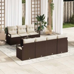 Sonata H Градински Софа Комплект 8 pcs Кафяв и Кремав 55 x 55 x 37 см - Canapele și bănci de grădină