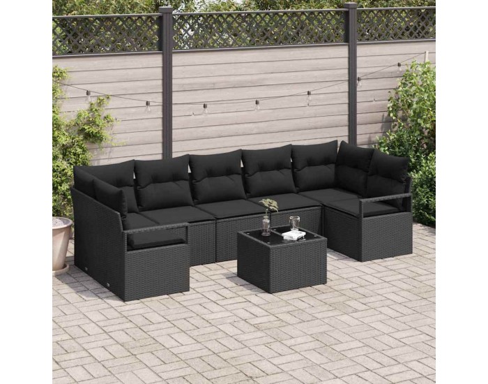 Sonata H Градински Софа Комплект 8 pcs Черно 55 x 55 x 37 см