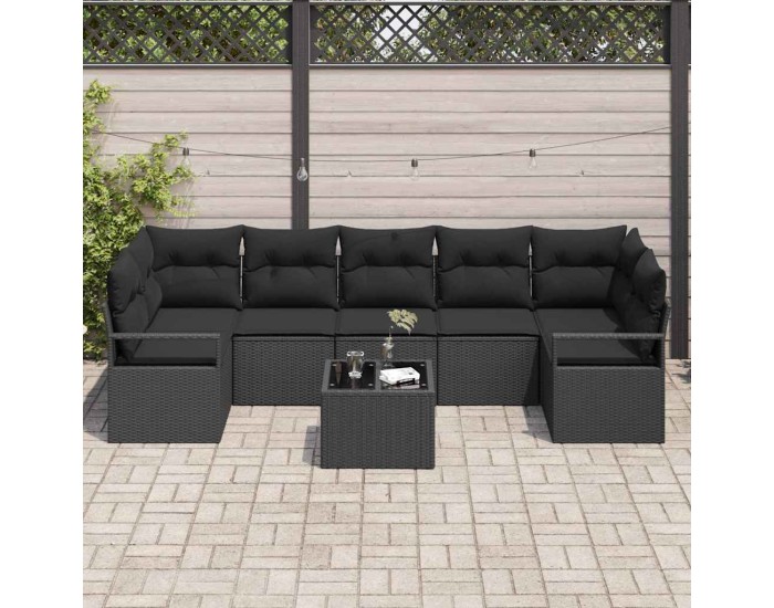 Sonata H Градински Софа Комплект 8 pcs Черно 55 x 55 x 37 см