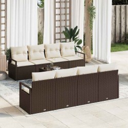 Sonata H Градински Софа Комплект 9 pcs Кафяв и Кремав 55 x 55 x 37 см - Canapele și bănci de grădină