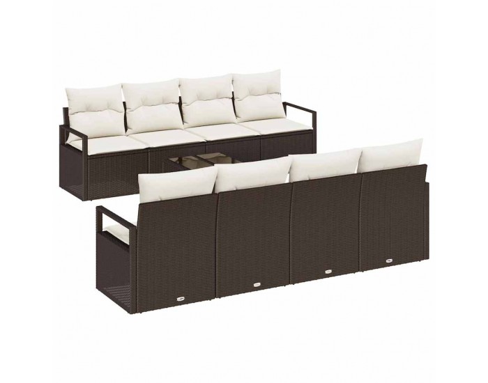 Sonata H Градински Софа Комплект 9 pcs Кафяв и Кремав 55 x 55 x 37 см