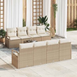 Sonata H Градински Софа Комплект 9 pcs Бежов и кремав 55 x 55 x 37 см - Canapele și bănci de grădină
