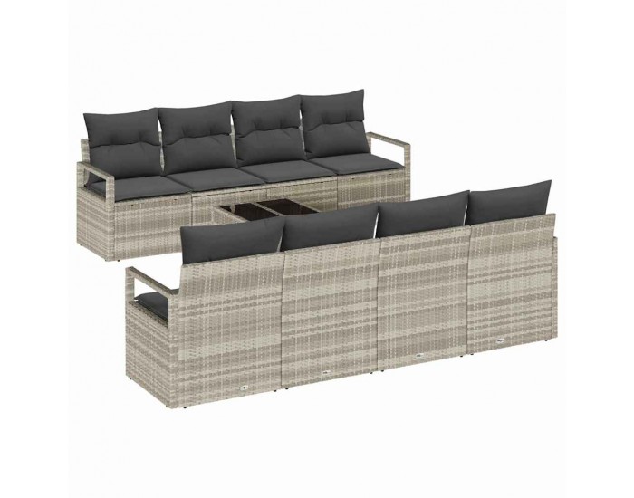 Sonata H Градински Софа Комплект 9 pcs Светло сиво и тъмно сиво