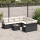 Sonata H Градински Софа Комплект 9 pcs Черен и кремав 55 x 55 x 37 см