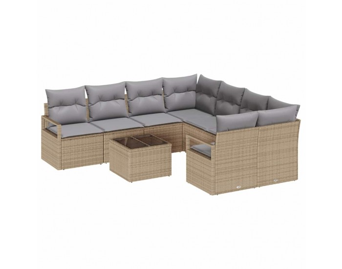 Sonata H Градински Софа Комплект 9 pcs Бежово и сиво 55 x 55 x 37 см