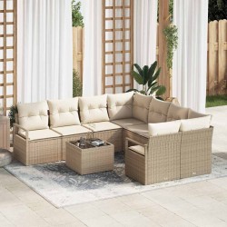 Sonata H Градински Софа Комплект 9 pcs Бежов и кремав 55 x 55 x 37 см - Canapele și bănci de grădină
