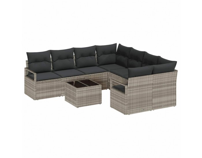 Sonata H Градински Софа Комплект 9 pcs Светло сиво и тъмно сиво