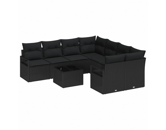 Sonata H Градински Софа Комплект 9 pcs Черно 55 x 55 x 37 см
