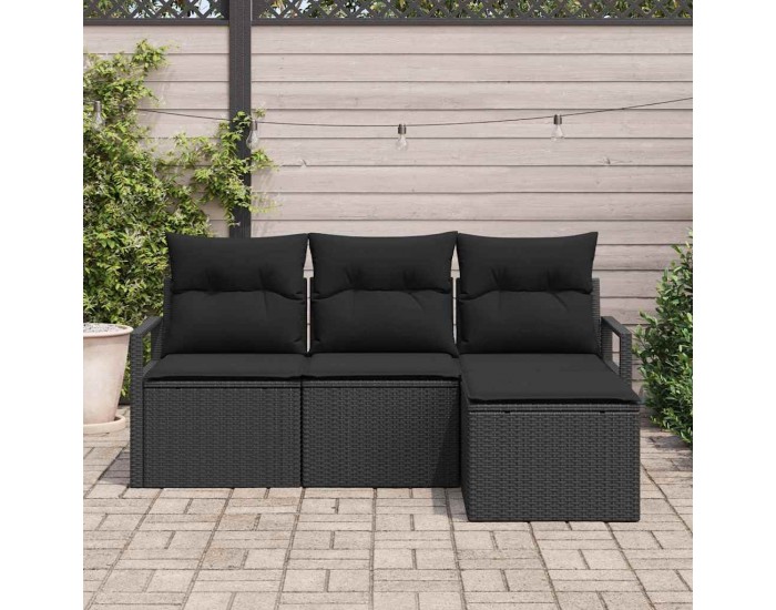 Sonata H Градински Софа Комплект с възглавница 4 pcs Черно