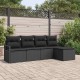 Sonata H Градински Софа Комплект 5 pcs Черно Полиратан, Покрит метал