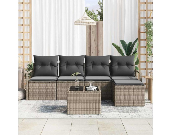 Sonata Set de canapea 6 buc. Gri deschis poliratan