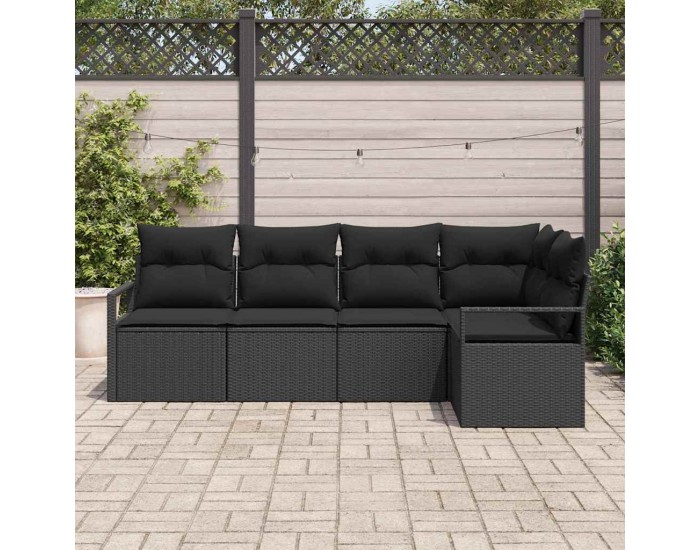 Sonata H Градински Софа Комплект с възглавница 5 pcs Черно