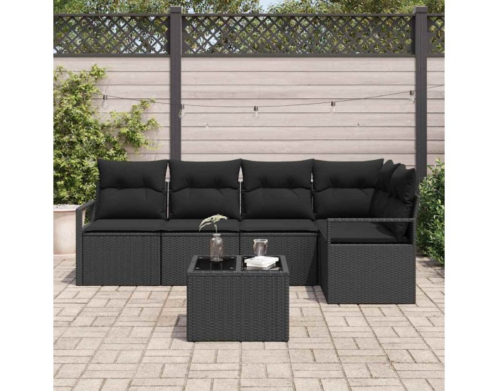 Sonata H Градински Софа Комплект с възглавница 6 pcs Черно