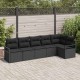 Sonata H Градински Софа Комплект 6 pcs Черно Полиратан, Покрит метал