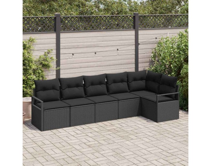 Sonata Set de canapele pentru grădină 6 buc. Negru poliratan