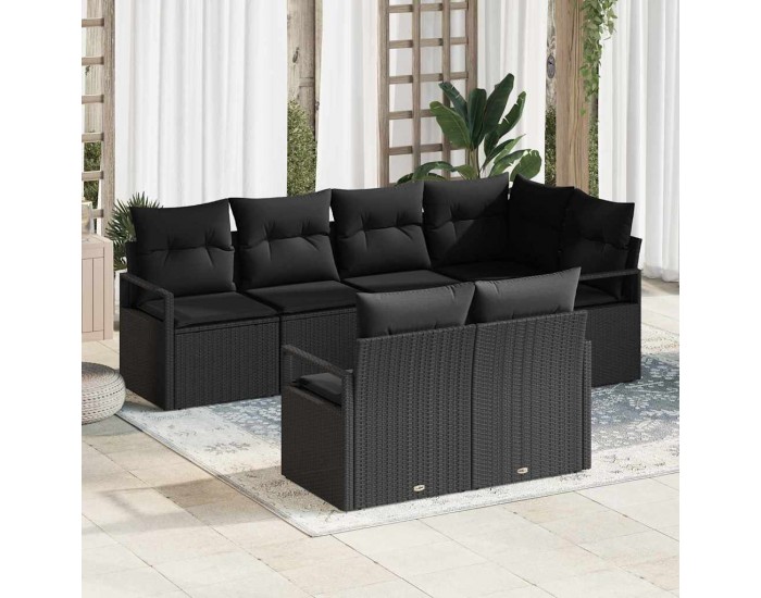 Sonata H Градински Софа Комплект с възглавница 7 pcs Черно