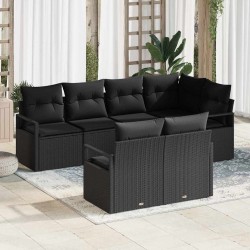 Sonata H Градински Софа Комплект с възглавница 7 pcs Черно - Canapele și bănci de grădină