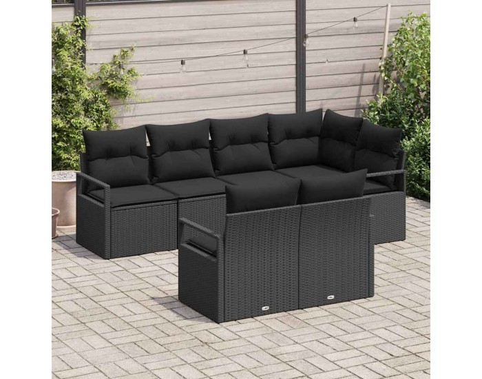Sonata H Градински Софа Комплект с възглавница 7 pcs Черно